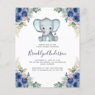BUDGET Elephant Boy Baby shower Uitnodiging