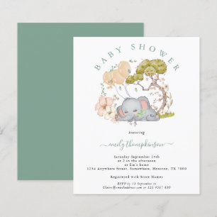 Budget Elephant Boy Sage Baby shower Uitnodiging