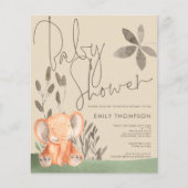 Budget Elephant Cream Baby shower Uitnodiging (Voorkant)