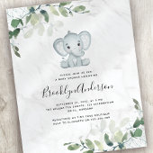 BUDGET Elephant Eucalyptus Baby shower Uitnodiging