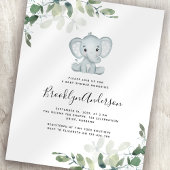 BUDGET Elephant Eucalyptus Baby shower Uitnodiging