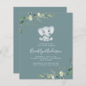 BUDGET Elephant Eucalyptus Baby shower Uitnodiging (Voorkant / Achterkant)