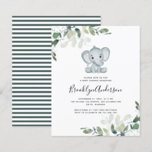 BUDGET Elephant Eucalyptus Baby shower Uitnodiging