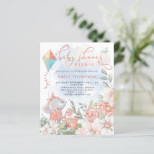 Budget Elephant Florals Baby shower Picnic Invite (Staand voorkant)