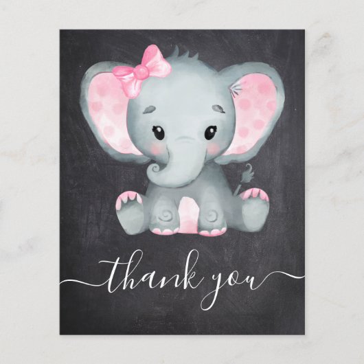 BUDGET Elephant Girl Baby shower Hartelijk dank (Voorkant)