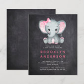 BUDGET Elephant Girl Baby shower Invitation (Voorkant / Achterkant)