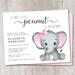 Budget Elephant Girl Baby shower Invitation