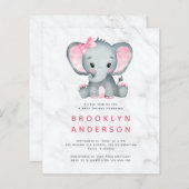 BUDGET Elephant Girl Baby shower Invitation (Voorkant / Achterkant)