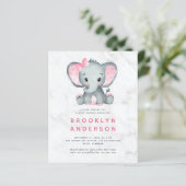 BUDGET Elephant Girl Baby shower Invitation (Staand voorkant)
