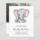 BUDGET Elephant Girl Photo Baby shower Invitation (Voorkant / Achterkant)