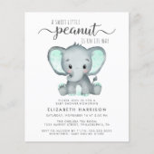 Budget Elephant Mint Baby shower Uitnodiging (Voorkant)