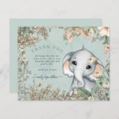 Budget Elephant Powder Blue Baby shower Hartelijk  (Voorkant / Achterkant)