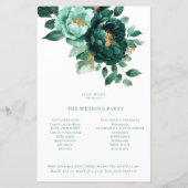 Budget Emerald et Gold Florals Programme de mariag (Dos)
