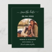 Budget emerald foto qr code bruiloft Save the Date (Voorkant / Achterkant)