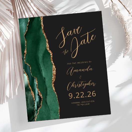 Budget Emerald Gold Agate Script Sla de datum op