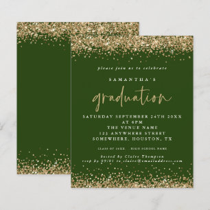 Budget Emerald Gold Glitter 2024 Afstuderen Invite