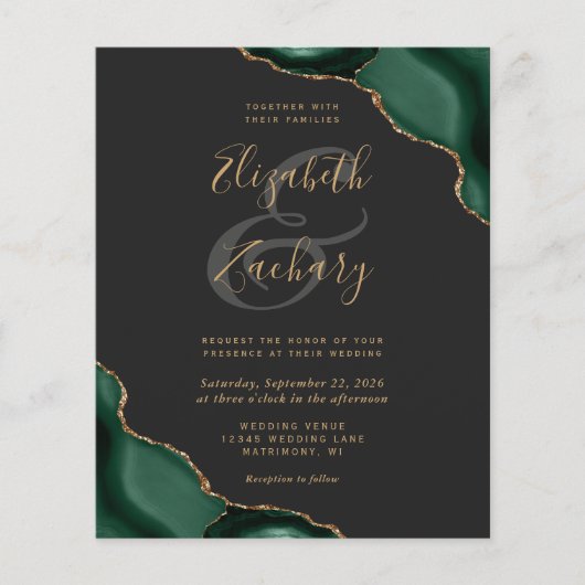 Budget Emerald Green Agate Corners Dark Wedding (Voorkant)