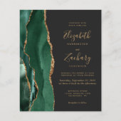 Budget Emerald Green Agate Dark Wedding Invitation (Voorkant)