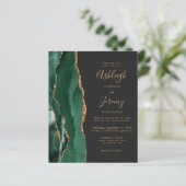 Budget Emerald Green Agate Dark Wedding Invitation (Staand voorkant)