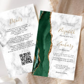 Budget Emerald Green Agate Marble QR Code Wedding