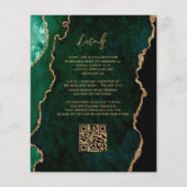 Budget Emerald Green Agate Script QR Code Trouwen (Achterkant)