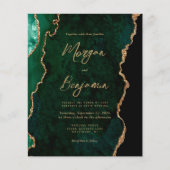 Budget Emerald Green Agate Script QR Code Trouwen (Voorkant)