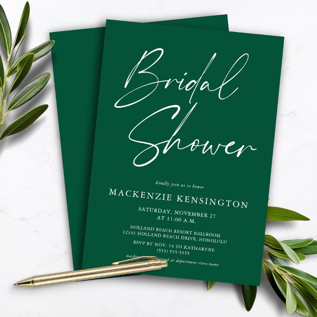 Budget Emerald Green Bridal Shower Uitnodiging (Budget Emerald Green Bridal Shower Invitation)