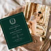 Budget Emerald Green Crest Huwelijksuitnodiging Flyer