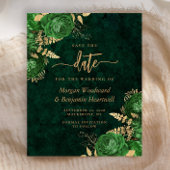 Budget Emerald Green Floral Wedding Save the Date