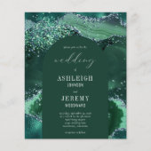 Budget Emerald Green Glitter Arch Wedding Invite (Voorkant)