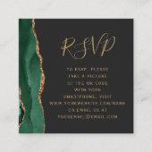 Budget Emerald Green Gold Agaat Dark QR Code RSVP Informatiekaartje (Voorkant)