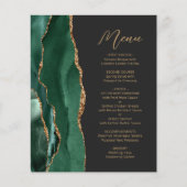 Budget Emerald Green Gold Agate Menu Mariage (Devant)