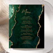 Budget Emerald Green Gold Agate Menu Mariage