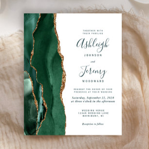 Budget Emerald Green Gold Agate Script Weduwen
