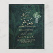 Budget Emerald Green Gold Modern Wedding Invite (Voorkant)