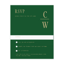 BUDGET Emerald Green Gold Wedding RSVP