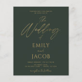 Budget Emerald Green Gold Wedding Typografie (Voorkant)