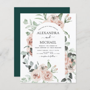 Budget Emerald Green Greenery Wedding Invitations