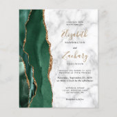 Budget Emerald Green Marble 4-Photo Wedding Invite (Voorkant)