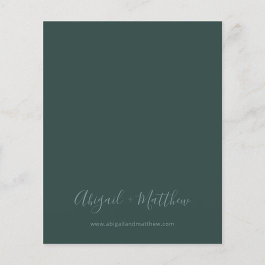 Budget Emerald Green Minimalist Wedding Invitation (Achterkant)