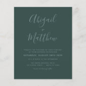 Budget Emerald Green Minimalist Wedding Invitation (Voorkant)