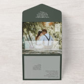 BUDGET Emerald Green Monochrome Tekst All In One Uitnodiging (Buitenkant)