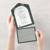 BUDGET Emerald Green Monochrome Tekst All In One Uitnodiging (Afscheurbaar)