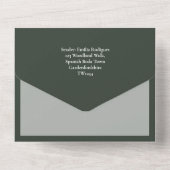 BUDGET Emerald Green Monochrome Tekst All In One Uitnodiging (Achterkant)
