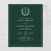 Budget Emerald Green Monogram Weddenschap Flyer (Voorkant)