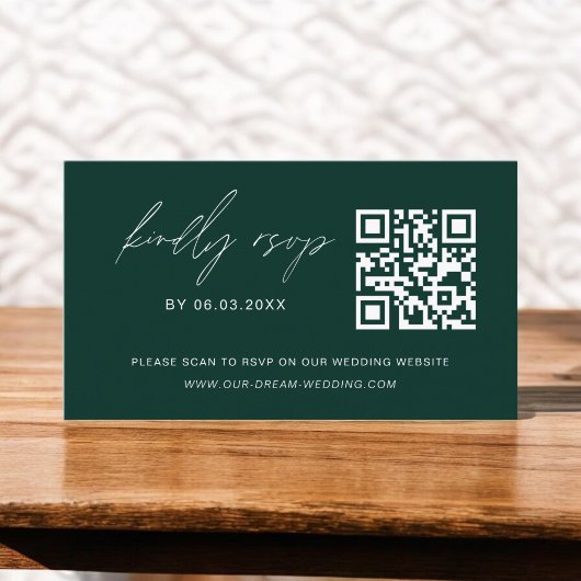 Budget Emerald Green QR Code RSVP Trouwwebsite Informatiekaartje