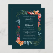 Budget Emerald Green Rusty Oranje Floral Wedding (Voorkant / Achterkant)