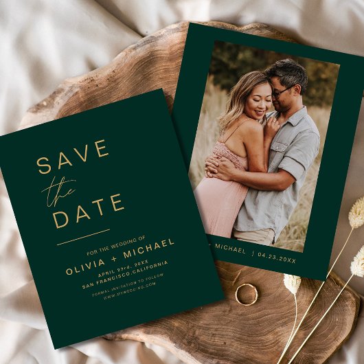 Budget Emerald Green Save the Date Elegant Foto Flyer