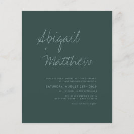 Budget Emerald Green Simple Wedding Flyer
