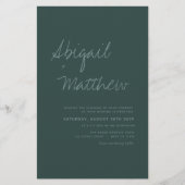 Budget Emerald Green Simple Wedding Uitnodiging Flyer (Voorkant)